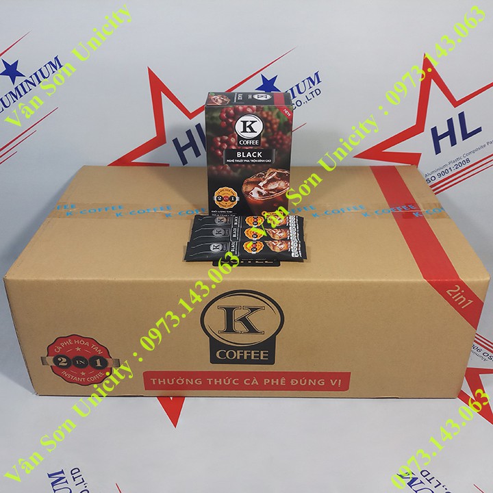 Cà phê đen K Coffee Black Phúc Sinh Hộp 255g (15 gói dài * 17g)