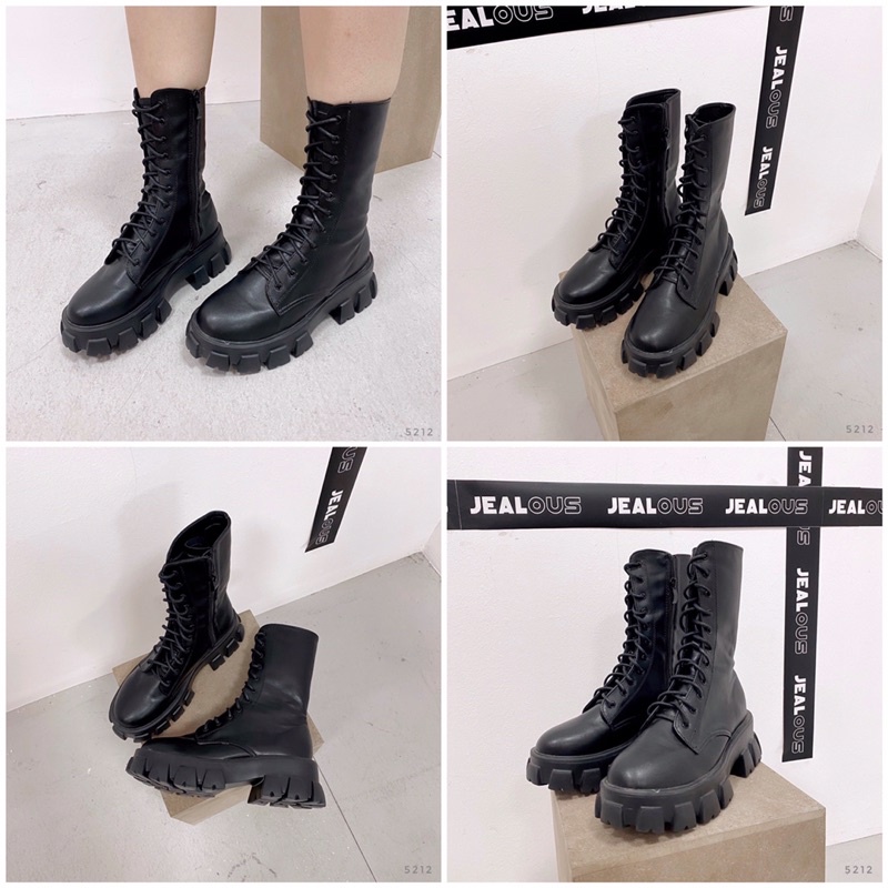 Giày boots nữ, giày boots combat đế răng cưa 5212