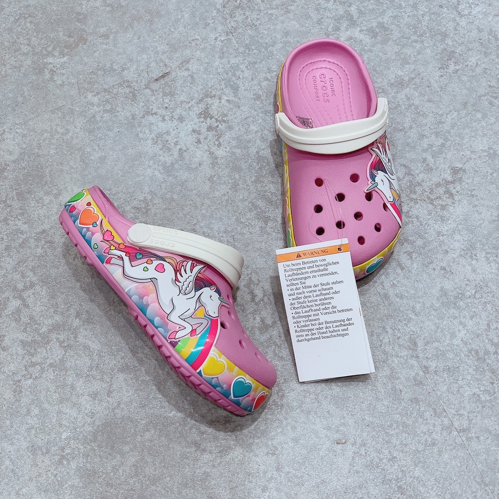 Sục Crocs Unicorn hồng tím bé gái