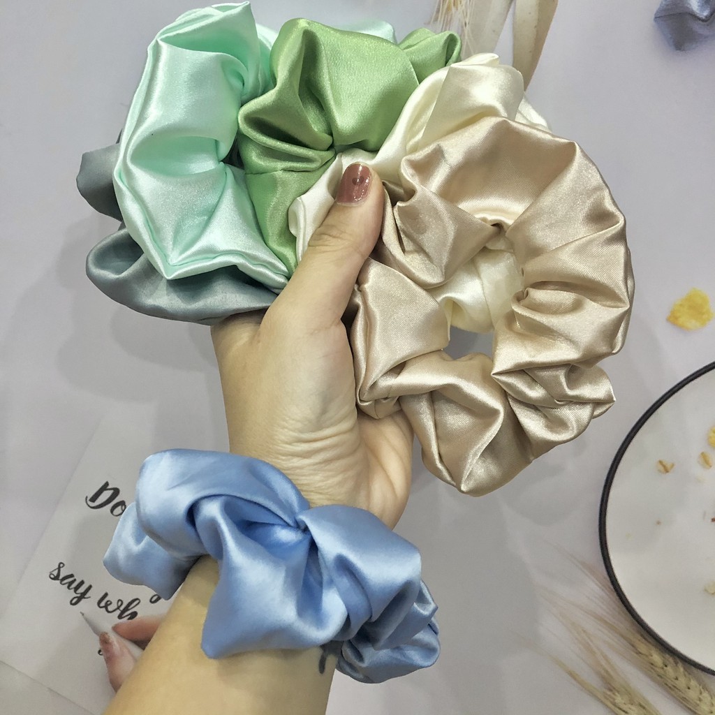 [ẢNH THẬT] Cột Tóc Vải Scrunchies - Dây Buộc Tóc Scrunchies Phi Bóng