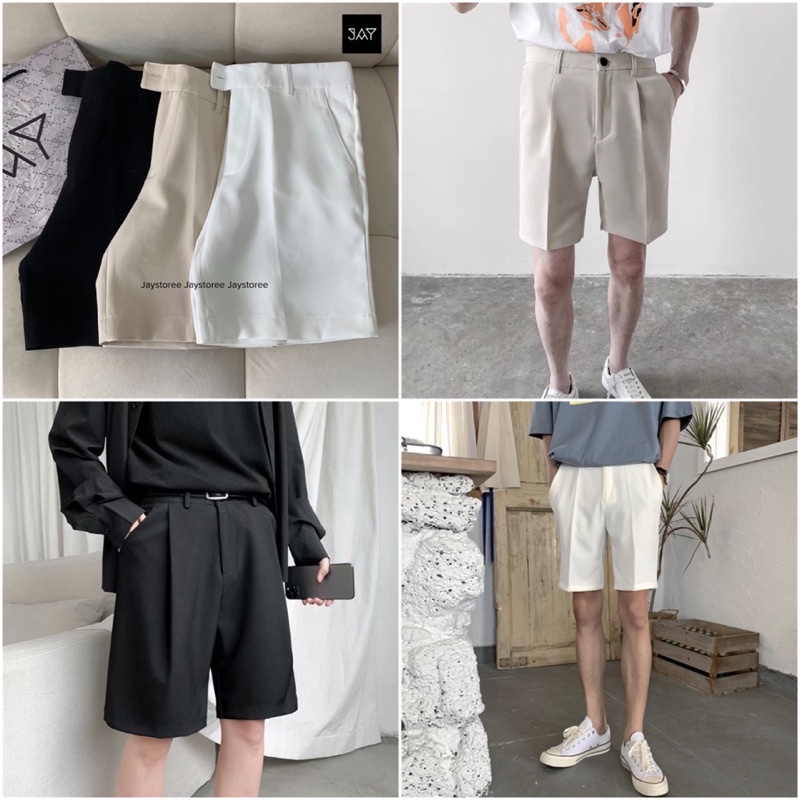 Quần Short Tây BAZI vải kaki màu ĐEN/BE/TRẮNG 🖤 Nam nữ unisex 🖤 Quần ngố baggy kaki