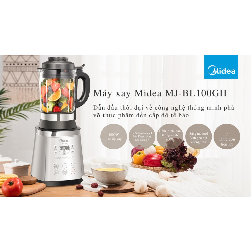 Máy xay nấu đa năng Midea MJ-BL100GH - Hàng Chính Hãng