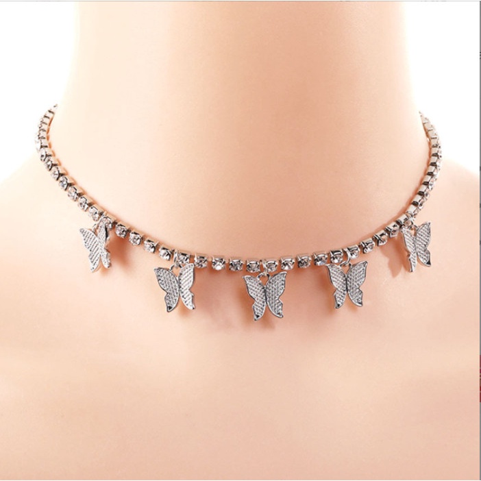 Dây chuyền Vòng cổ nữ hình đàn bướm đính đá sang chảnh BAG U DCBUOM2
