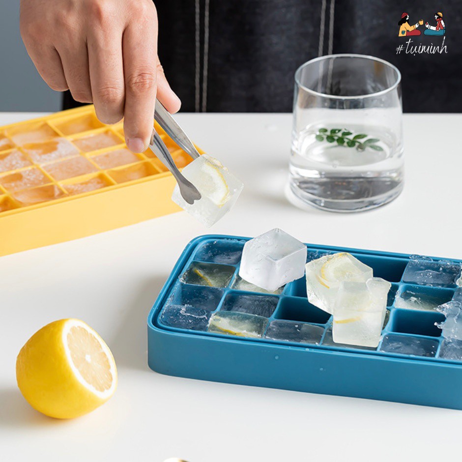 🍨Khay làm đá silicon có nắp bền đẹp chất lượng/ Silicon ice tray