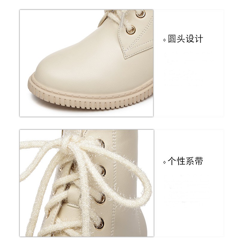 Giày bốt Martin phong cách Hàn Quốc gót thô đế cao 5cm khoá kéo màu trơn | BigBuy360 - bigbuy360.vn