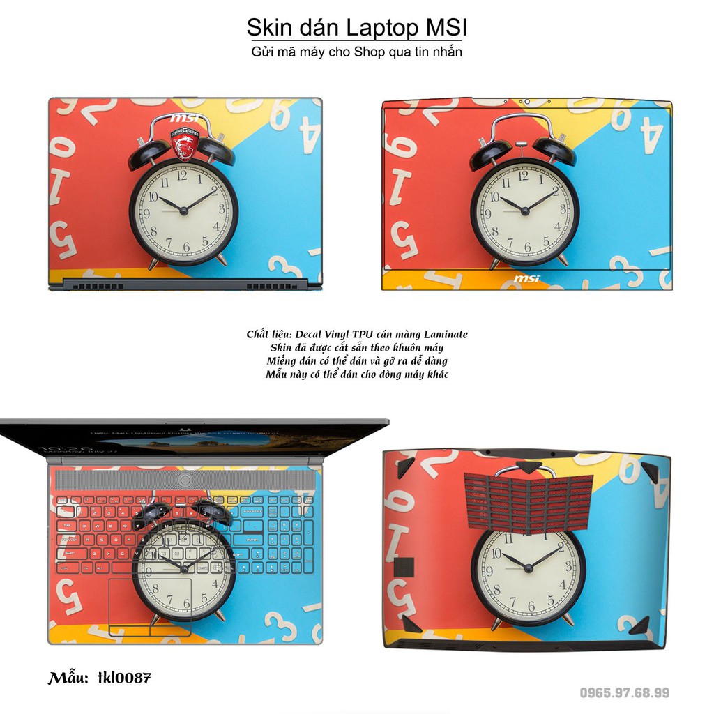 Skin dán Laptop MSI in hình thiết kế (inbox mã máy cho Shop)