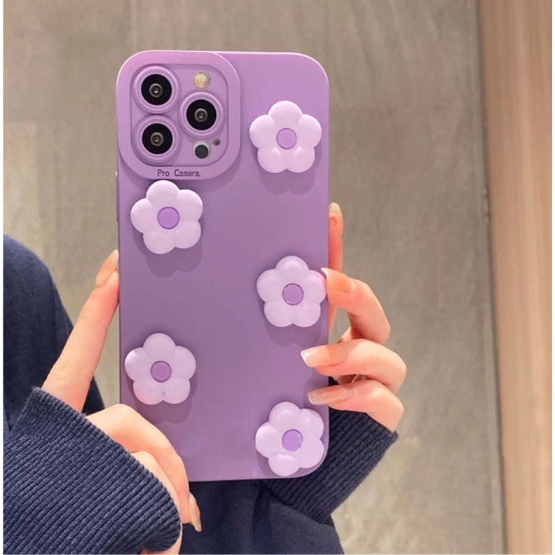 Ốp lưng ip pro camera màu tím hoạ tiết 1 hoa - 5 hoa màu tím dành cho ip