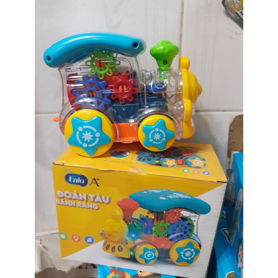Đồ chơi Đoàn tàu bánh răng cho bé Quà tặng từ Enfa + Kèm pin