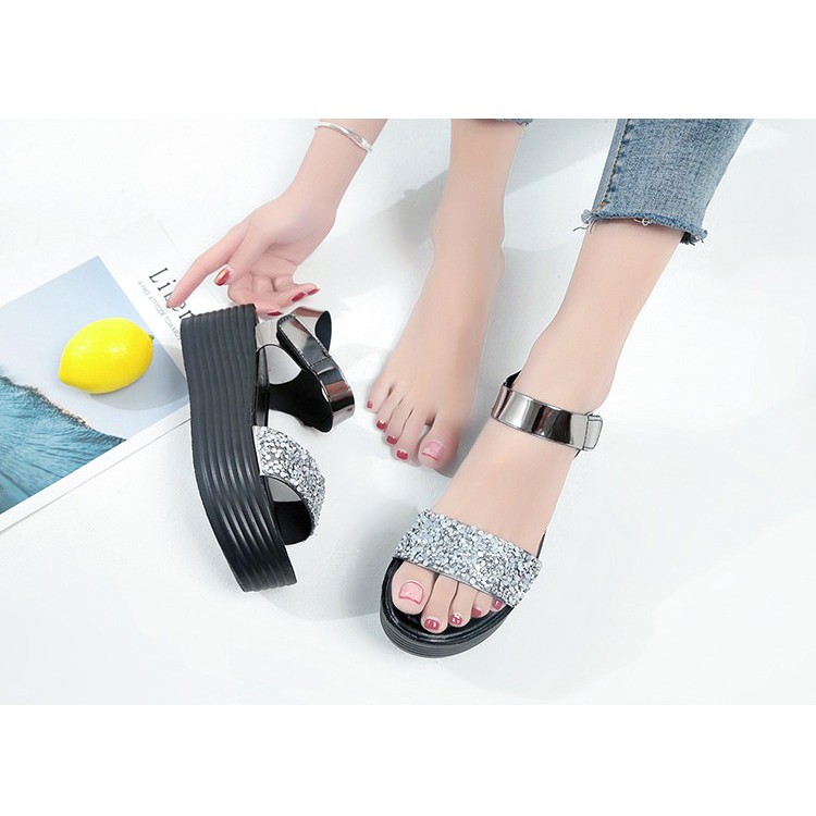 SANDAL NẸP ĐÁ ĐẾ XUỒNG KHẤC QUAI BÓNG - HÀNG NHẬP