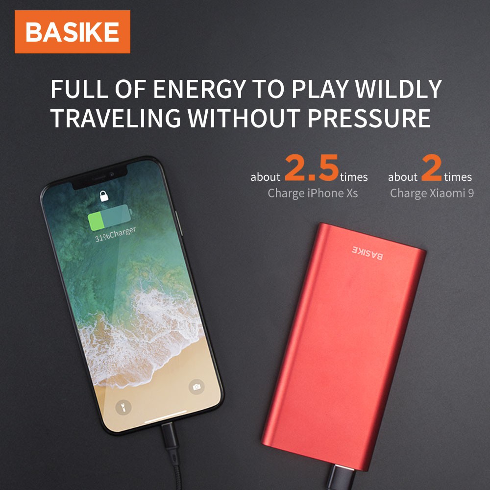 Sạc Dự Phòng Basike BSK-PT68 Dung Lượng 10000mah Màn Hình LED Kèm Cáp Sạc