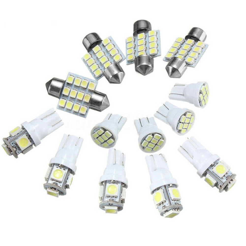 Set 13 Đèn LED SMD Ánh Sáng Trắng Siêu Sáng Gắn Trần Xe Ô Tô