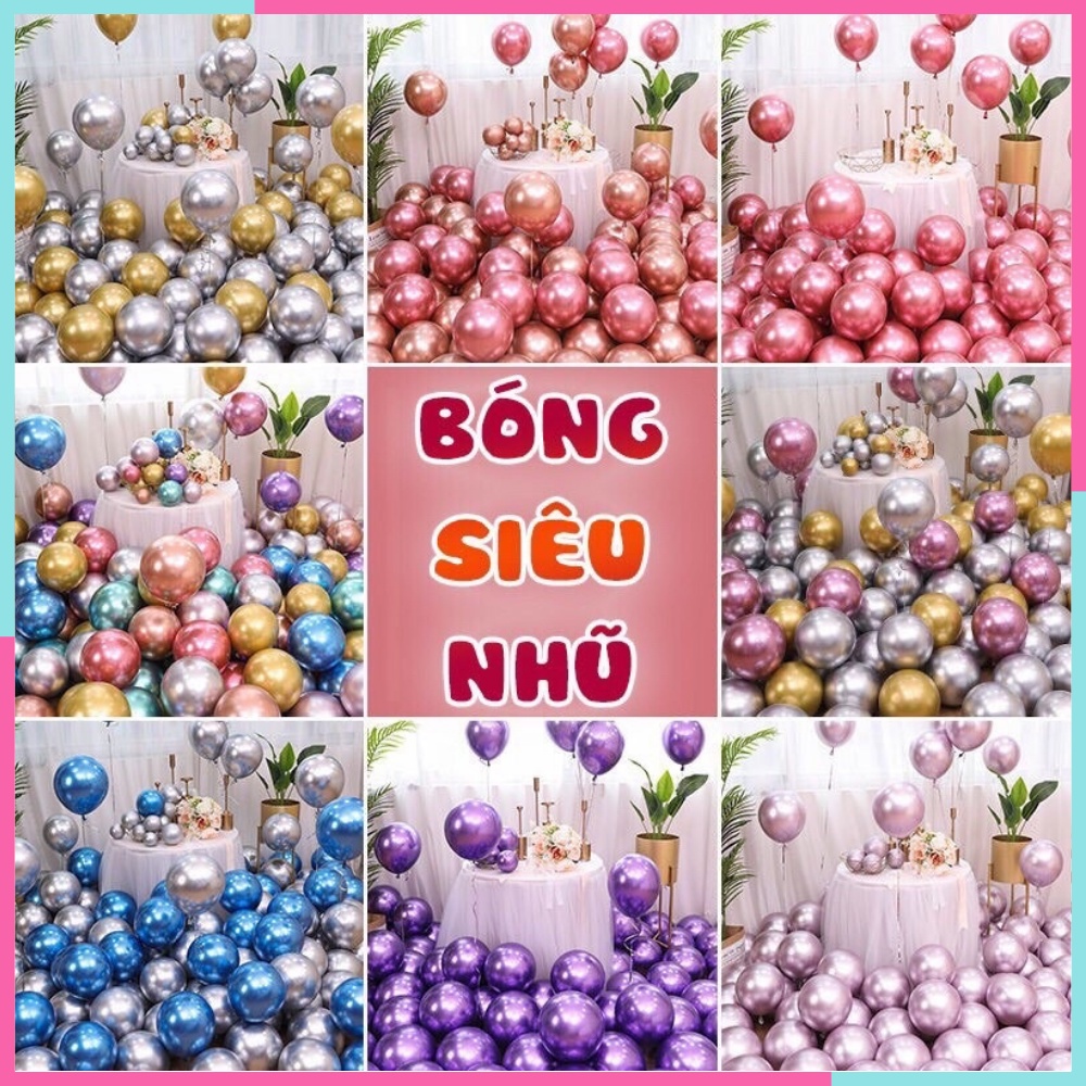 Set 50 quả bóng bay chrome siêu nhũ 10 inch , 5 inch đủ màu sắc