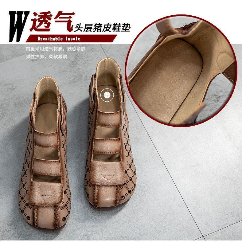 Giày Bốt Da Đế Bằng Mềm Mại Thoải Mái Phong Cách Cổ Điển Thời Trang Mùa Hè Cho Nữ