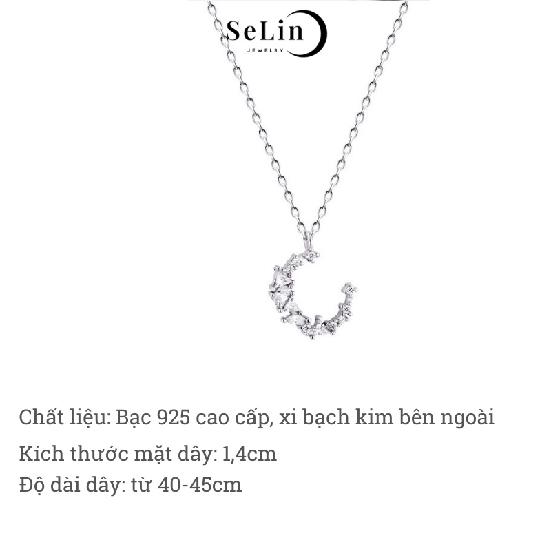 Dây chuyền vòng cổ bạc 925 nữ cao cấp đính đá mặt trăng lấp lánh SELIN JEWELRY - 0101