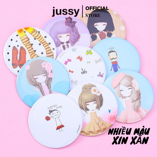 Gương Trang Điểm Mini icon hoạt hình siêu Cute Hàn Quốc Jussy Fashion Gương Để Bàn Nhỏ Gọn Tiện Lợi Dể Mang Bên Người