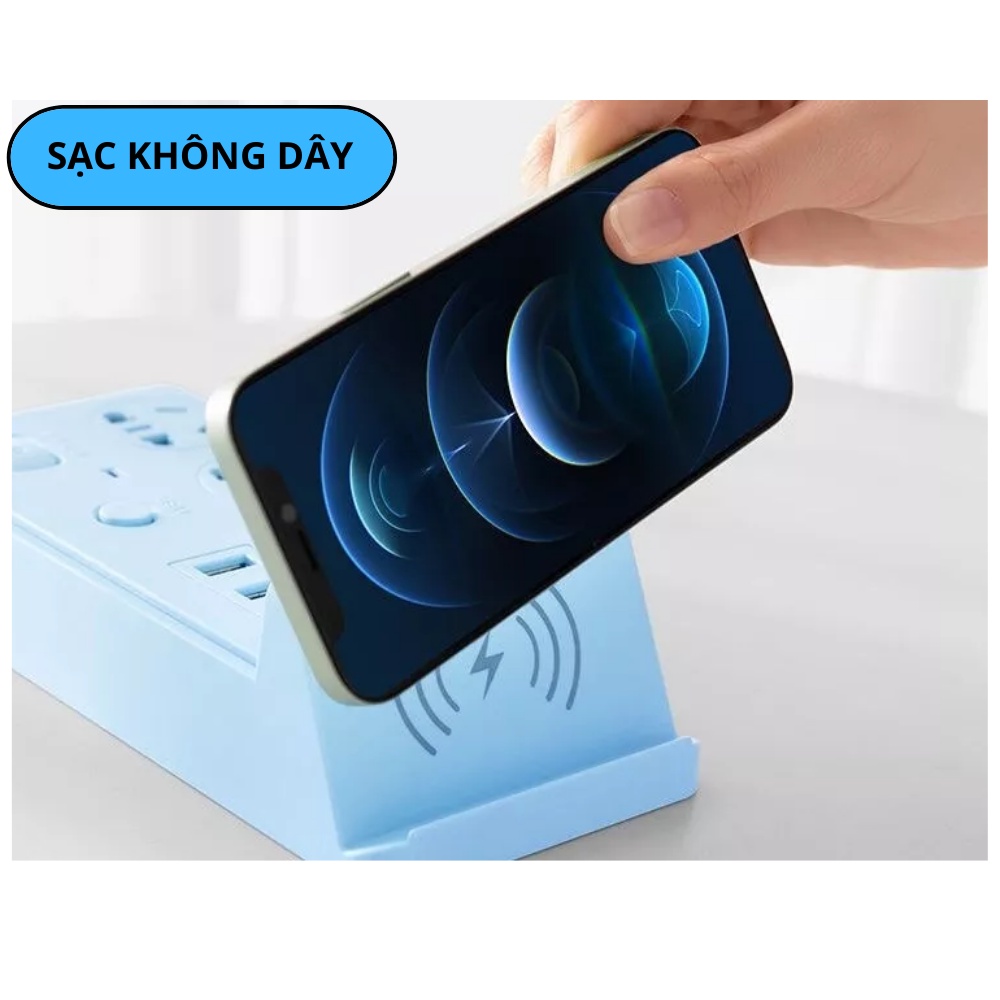 Ổ Cắm Điện Thông Minh Kiêm Sạc Không Dây và Sạc USB, Dây 1,8m