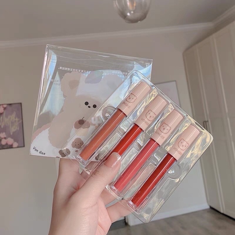 Set 4 Son Kem Gấu Vongee Gấu Nâu Siêu Cute | BigBuy360 - bigbuy360.vn