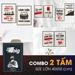 [SIZE LỚN] 25 cặp tranh slogan set 2 tấm treo tường trang trí tạo động lực trang trí văn phong công ty