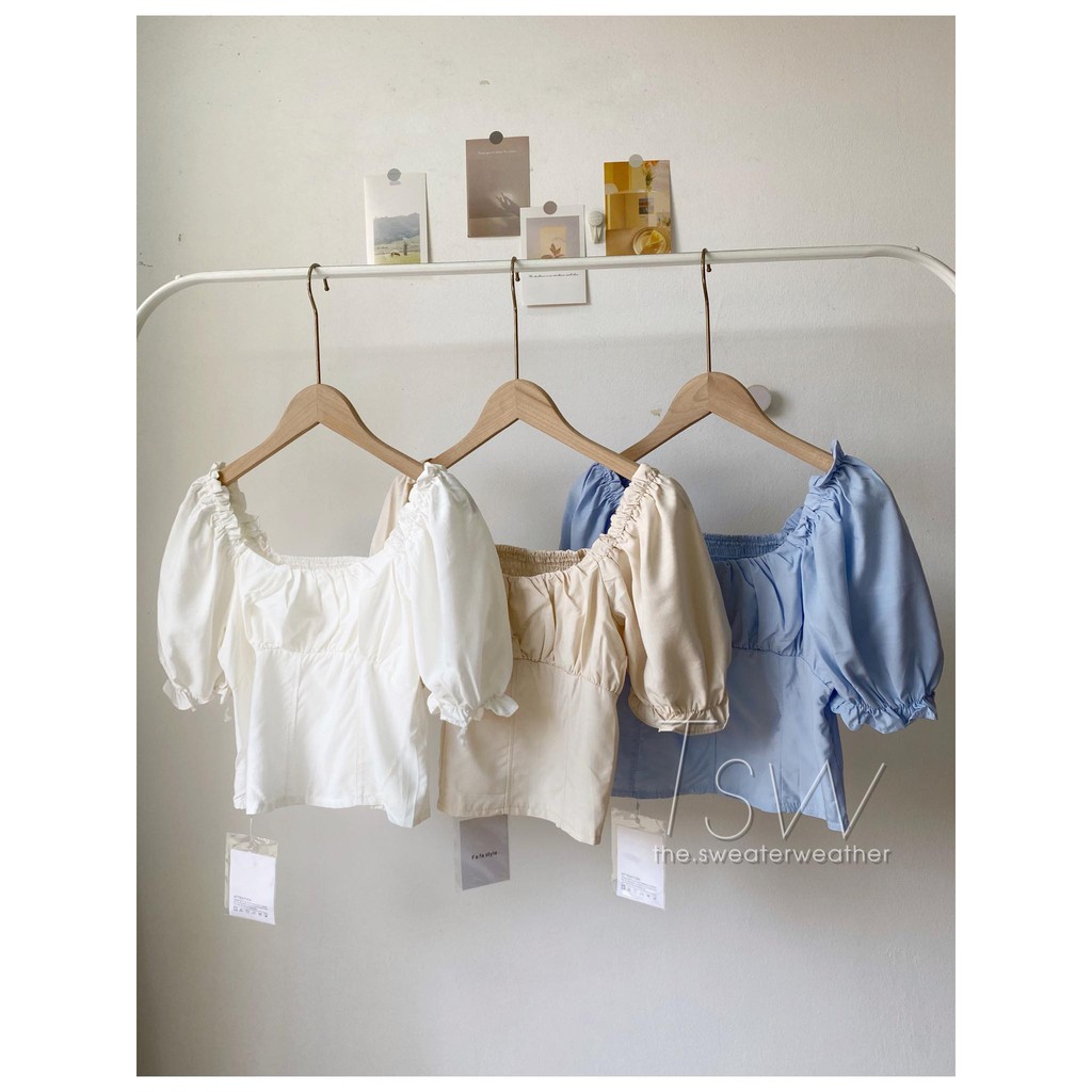 [Mã WASKT304 giảm 15% tối đa 30K đơn 99K] Áo croptop chiết eo trễ vai mặc 2 kiểu (Ảnh thật) | BigBuy360 - bigbuy360.vn