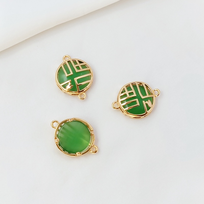 Diy Mặt Dây Chuyền diy Bằng Đồng Mạ Vàng 14K Khảm Đá Zircon Dính Hình Cỏ Bốn Lá Thỏ Fu Nhân Vật Bảo Vệ Mạnh Mẽ