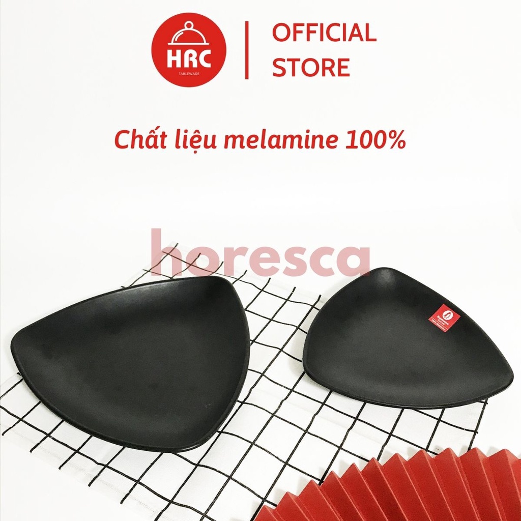 Đĩa nhựa melamine tam giác (CAO CẤP) Đĩa đen nhám tam giác chuyên dùng cho nhà hàng