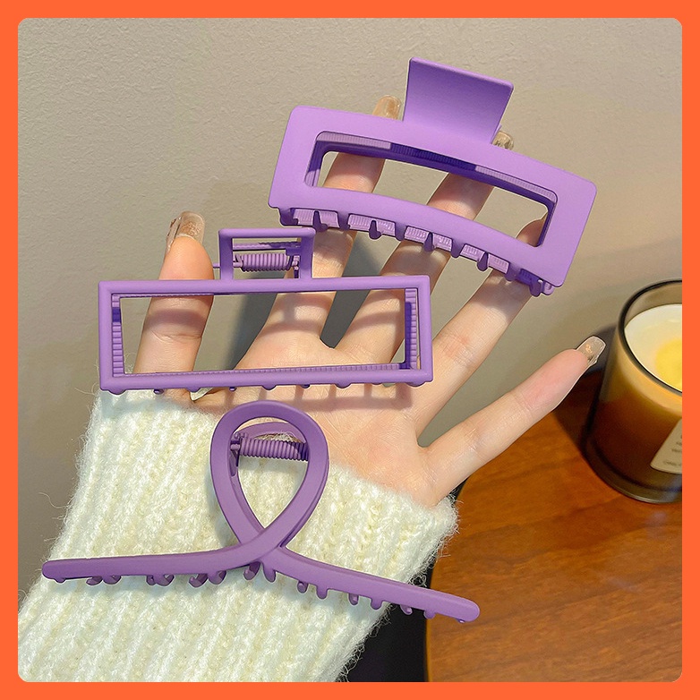 Kẹp tóc càng cua nữ hình học màu tím cực xinh cặp búi Kim Loại phong cách nữ tính thời trang cao cấp