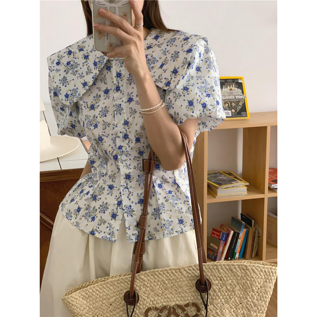 Áo Sơ Mi Hoa Ngắn Tay Phong Cách Hàn Quốc Mới 52580 Dành Cho Nữ