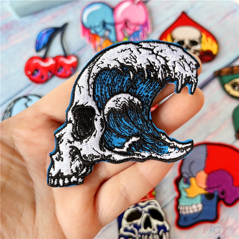 ☸ Sticker Ủi Thêu Hình Đầu Lâu Phong Cách Harajuku ☸ 1 Sticker Ủi Thêu Hình Huy Hiệu