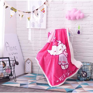 Chăn lông cừu cho bé hình Hello Kitty