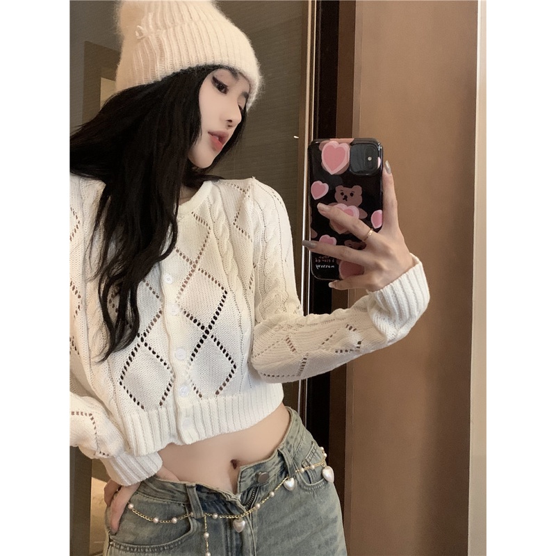 Porozi  Áo Khoác Cardigan Dệt Kim Tay Dài Phong Cách Hàn Quốc Thời Trang Cho Nữ