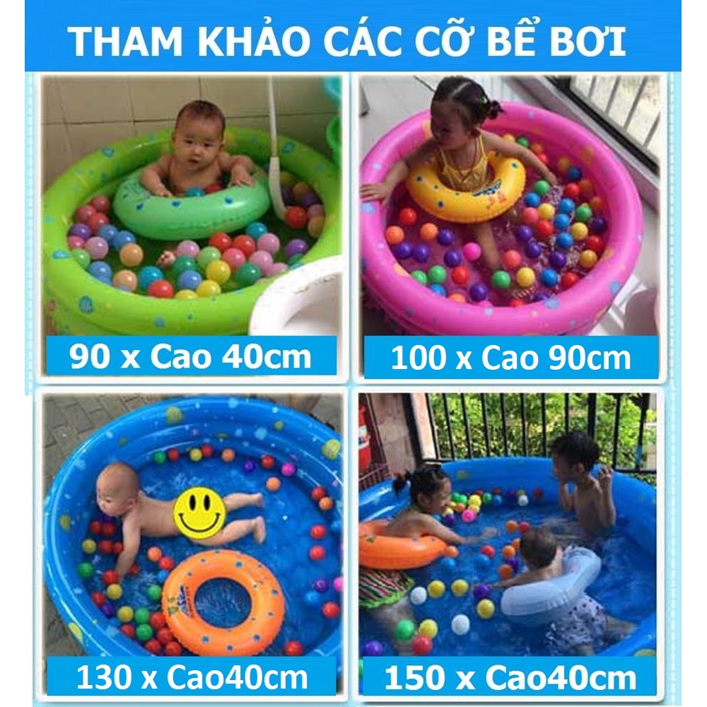 Bể bơi cho bé hình tròn (Chọn nhiều cỡ) loại hồ phao bơm hơi gấp gọn chơi trong nhà