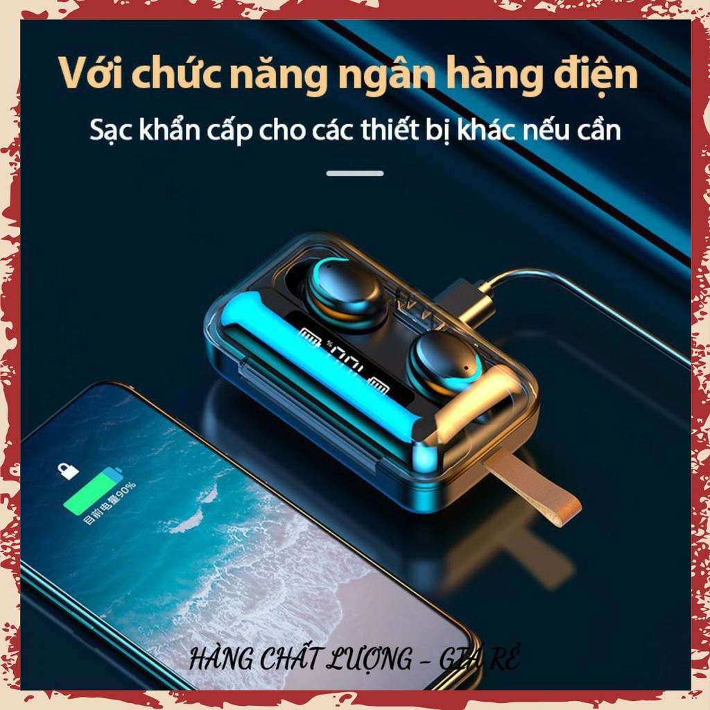 Tai Nghe Bluetooth Không Dây Nhét Tai 5.0 Amoi F9 Pro Nút Cảm Ứng Kiêm Sạc Pin Dự Phòng aresshop