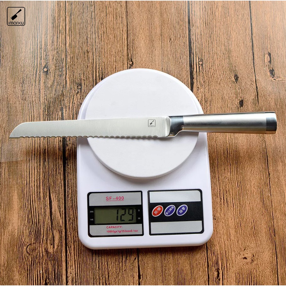 Dao cắt bánh mỳ Imarku Usa răng cưa dài 33.5 cm, dày 2.0 mm cán inox 430 lưỡi thép carbon 3cr13