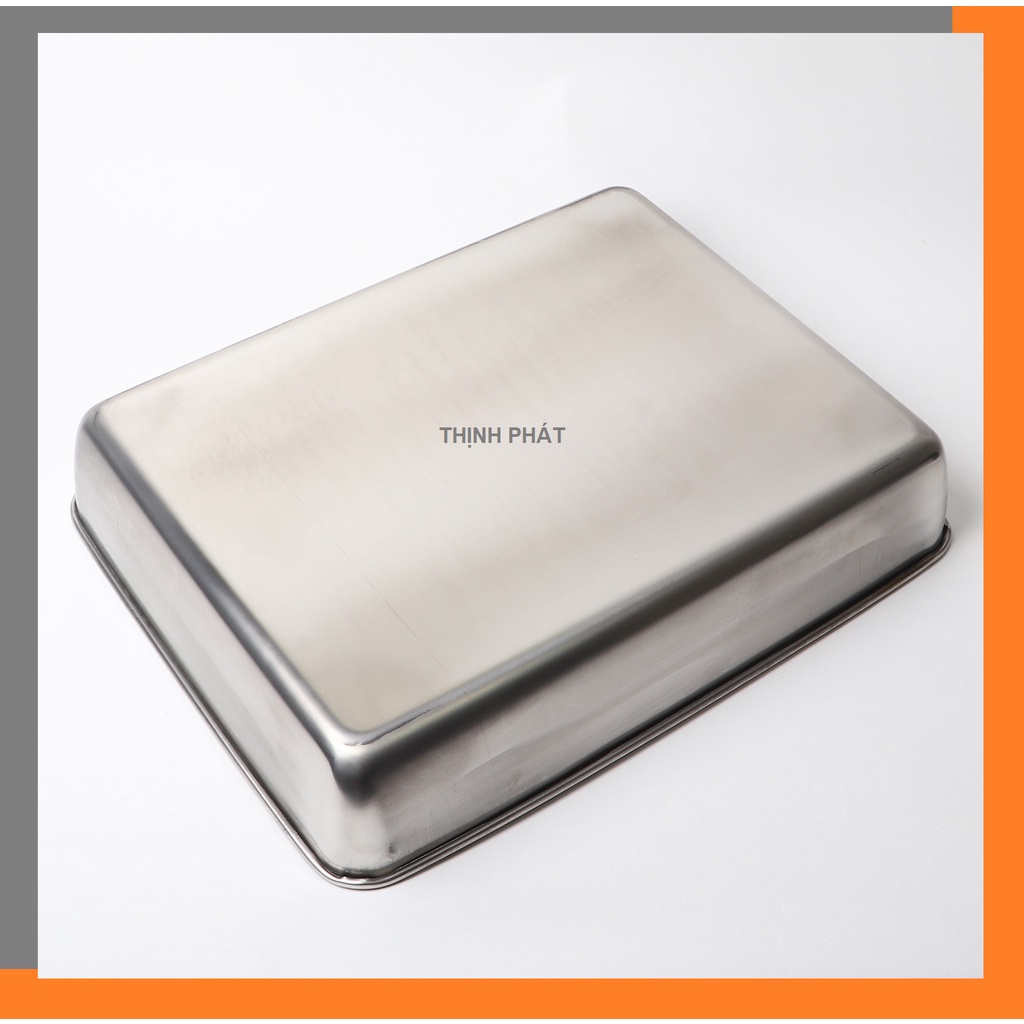 Khay Sâu Chữ Nhật Inox 304, Khay Nướng Bánh Nhiều Size - Hàng Cao Cấp