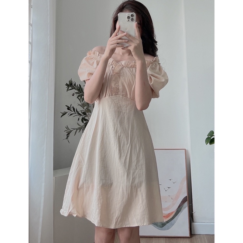 Váy đũi trễ vai 4 màu 1005