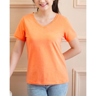 Áo thun nữ cổ tim - Cam