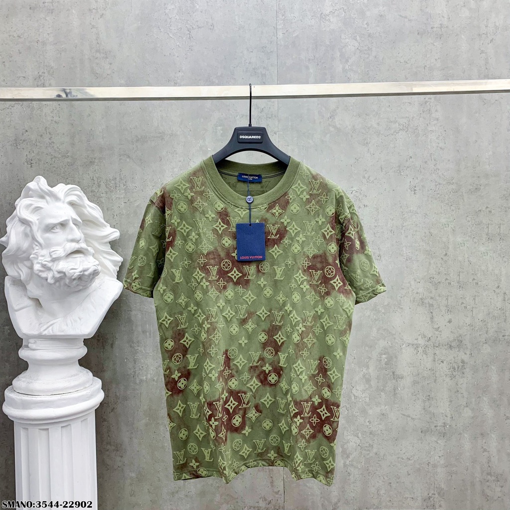 Áo Phông Nam Lv In Nổi - Áo Thun Nam Cổ Tròn Chất Liệu Cotton Cao Cấp DT Fashion Menwear