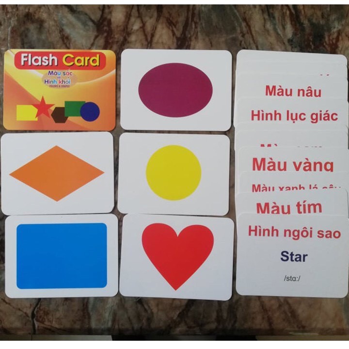 FlashCard 288 thẻ - thẻ học thông minh cỡ to 15 chủ đề gồm 1 chủ đề tô màu cho bé theo phương pháp Glenn Doman