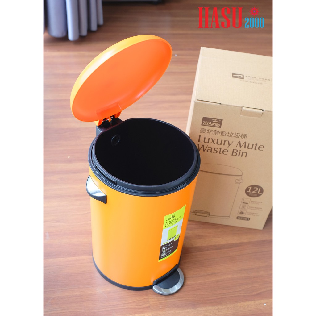 Thùng rác sơn tĩnh điện HASU2000-8 lít (Màu xanh, cam và kem)