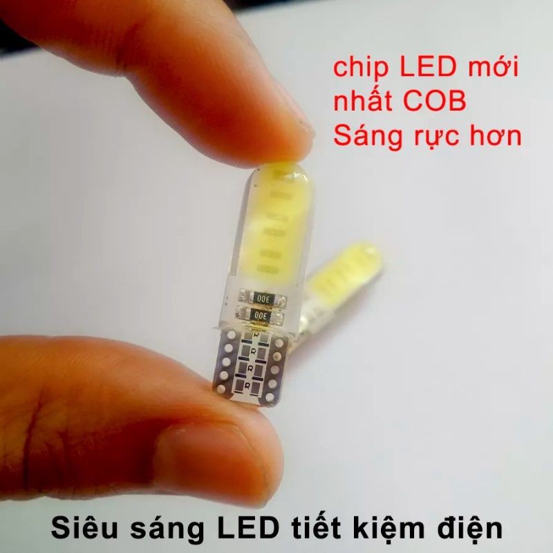 Bộ 2 bóng đèn LED xi nhan chân T10 12 chip COB - Siêu sáng (lõi ngô)