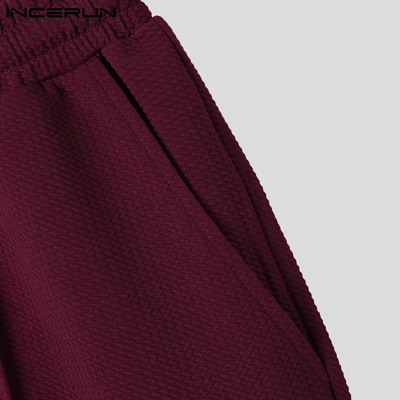 Bộ đồ INCERUN gồm áo tay ngắn kèm quần short co giãn thời trang mùa hè cho nam