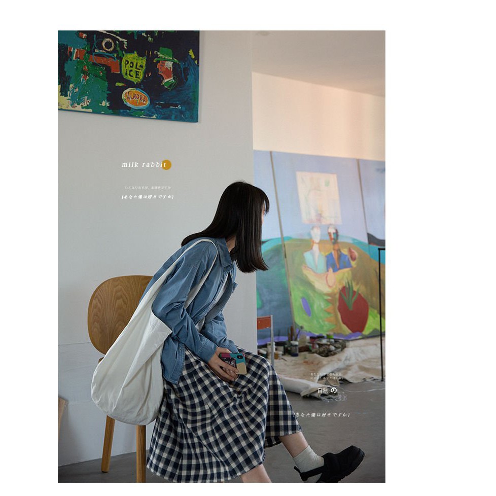 Chân váy dài, chân váy dài chất vải thô vintage kẻ ô vuông phong cách Hàn Quốc | BigBuy360 - bigbuy360.vn