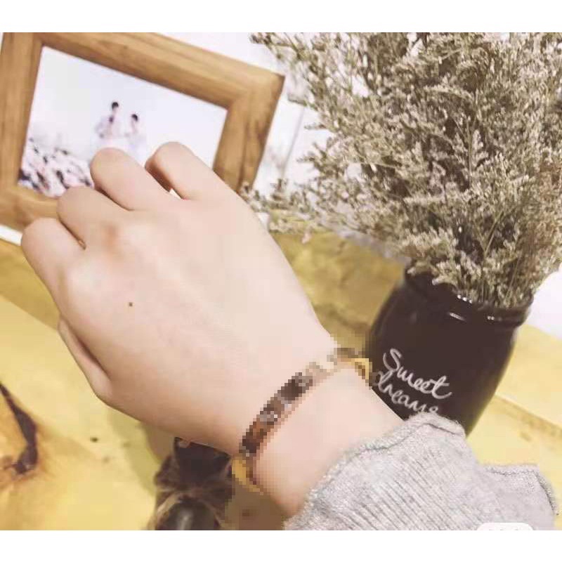 Vòng Tay Mạ Vàng Hồng Đính Đá Thời Trang Hàn Quốc Dành Cho Nam Và Nữ