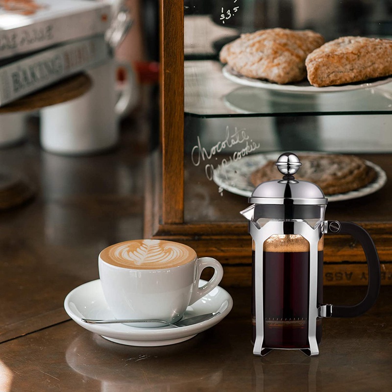 Máy Pha Cà Phê Kiểu Pháp (12 Oz) Hệ Thống Nhấn Bằng Thủy Tinh Borosilicate Dày Chịu Nhiệt Dễ Vệ Sinh
