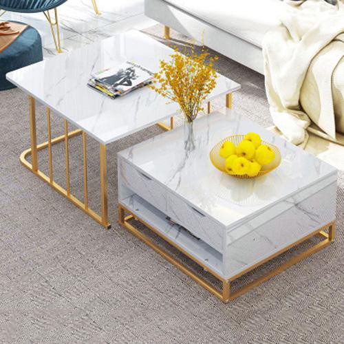 Bàn trà đôi mặt vân đá E5107 mẫu A BAT009