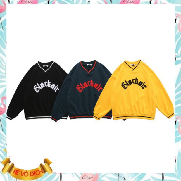 (mới) ÁO SWEATER NỈ BLACKAIR CỔ V VIỀN CỔ UNISEX VÀNG XANH ĐEN - ÁO NỈ TÀU BLACK AIR NAM NỮ ULZZANG THU ĐÔNG 2020