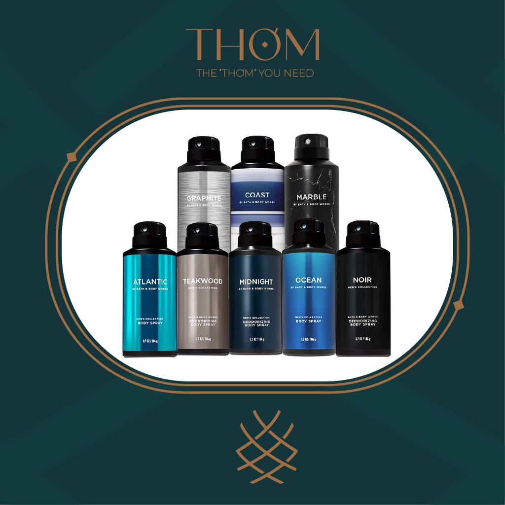 NOIR | CLEAN SLATE | COAST | OCEAN | TEAKWOOD | MARBLE|  XỊT TOÀN THÂN CHO NAM BATH & BODY WORKS BODY SPRAY 104ML