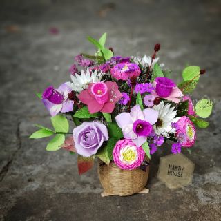 Chậu tre đan cao 14cm × miệng 12cm đa năng