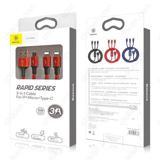 Cáp Sạc 3 Trong 1 Baseus Rapid Micro USB / Type C / Lightning