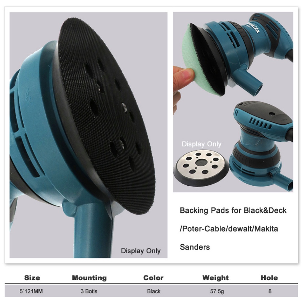 Đĩa Mài Đánh Bóng 5 Inch 125MM 8 Lỗ 3 Bu Lông Chuyên Dụng Cho Máy Mài Makita Orbital Sander/ DEWALT